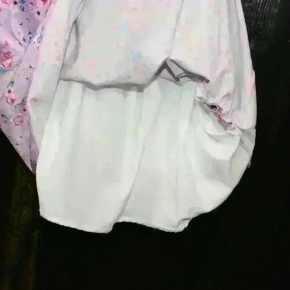 ALAMOUR Silky Sexy Strapless Ruched Side Purple Floral Mini Dress Women Large - Picture 5 of 8